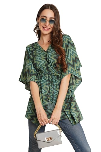 Image of COTLAND Fashions Jaipuri Cotton Kimono Sleeves Printed Longline Kaftan Top for Women