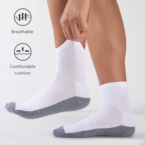 Heatuff Mens Cushioned Ankle Socks, Comfort Athletic Running Casual Quarter Socks (8 pairs)3