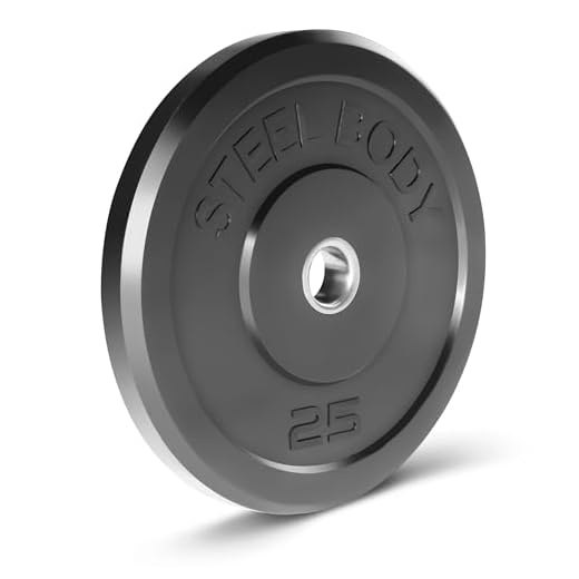 Steelbody Olympic Rubber Bumper Weight Plate - 10 lb. / 25 lb. / 35 lb. / 45 lb. Workout Weights, 25-Pound