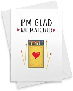 I'm Glad We Matched Card Punny Cards - Dating App, Romantic Card, Cute Love Card, Funny Valentines Day, Greeting Card, For Boyfriend Girlfriend [00022]