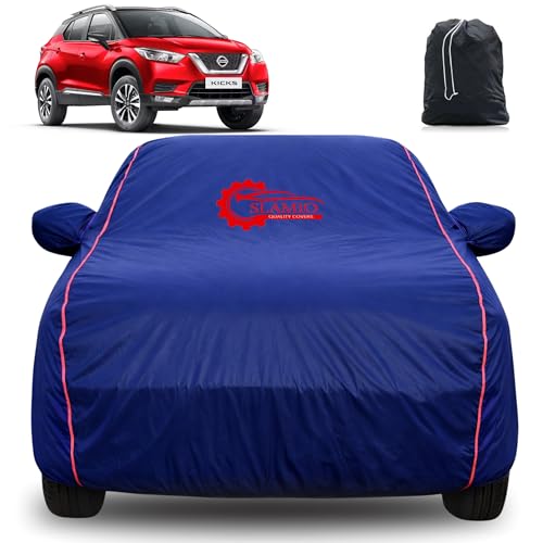 Image of 100% Waterproof Car Cover for Nissan Kicks | All-Weather, Dustproof & UV Protection | Heavy-Duty 3-Layer Fabric | Custom Fit with Mirror & Antenna Pocket | Navy Blue