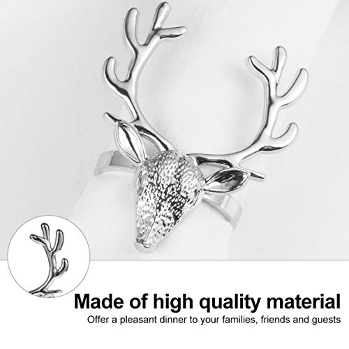 Amosfun 4 Stück Silber Hirsch Serviettenringe Weihnachtsserviettenringe Halter Serviettenringe für Weihnachten… - Image 5