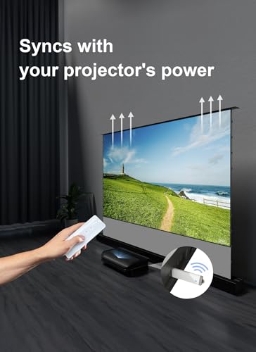 Image of AWOL VISION 100 inch Motorized Rising Matte White Projector Screen for Long Short Ultra Short Throw Projector, Floor Stand Indoor Outdoor Theater Screen, 170+ Viewable 4K /8K Ultra HD MW-F210
