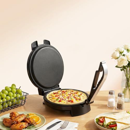 1200W Roti Maker Eléctrico Chapati Roti Panadero Chapati Eléctrico Pan Fladenbrot Naan Roti Prensa Máquina de Doble Cara Calefacción Acero Inoxidable Crepes Maker