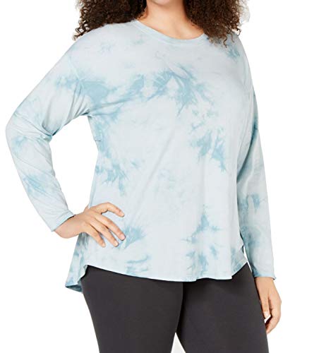 Calvin Klein Performance Womens Plus Quick Dry Tie-Dye T-Shirt Blue 2X
