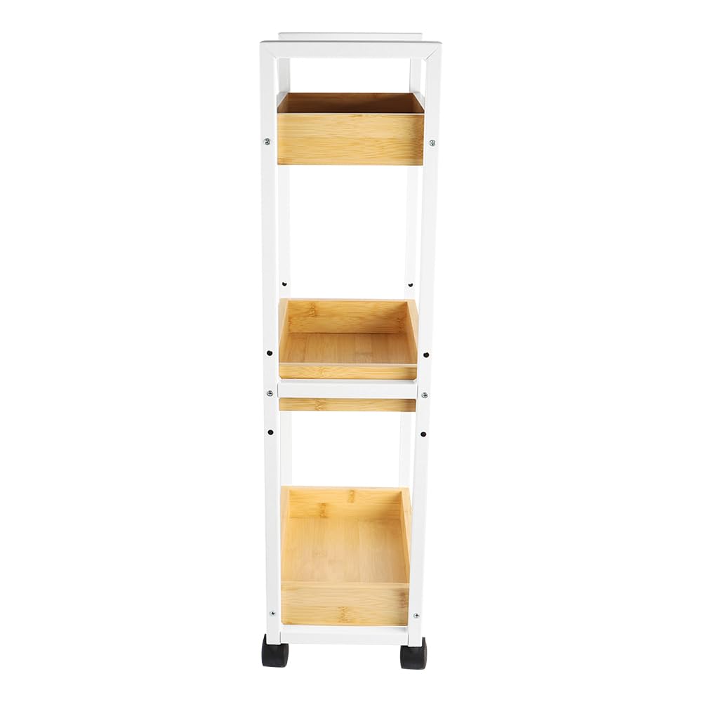 LANTUS Chariot de Rangement à roulettes, Desserte, Verrouillables, Chariot de Service pour Bureau Salon Cuisine, Capacité 25 kg,20 * 30 * 80cm-Blanc