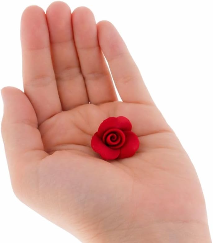 Global Sugar Art Flores de pastel de azúcar rosa, rojo, sin cable, muy pequeñas, 18 unidades por el chef Alan Tetreault