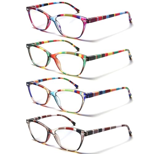 Image of HEEYYOK Women Reading Glasses 4 Pack Colorful 2.75 Readers,Beautiful Pattern Cat Eye Glasses for Reading Lightweigth Flexible Spring Hinge Well Wear Look Younger