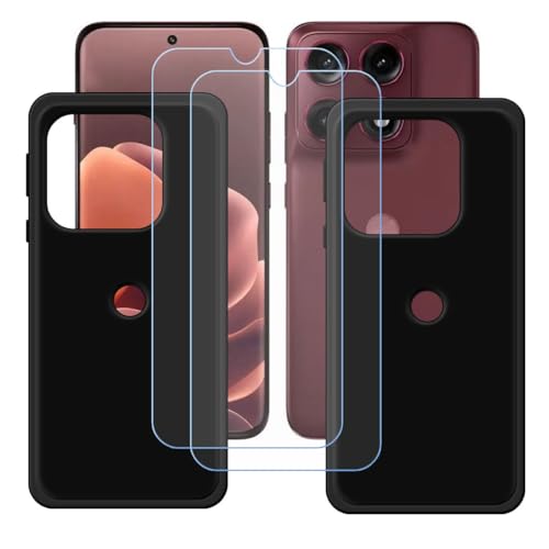 BMPNLSZ �K�p Motorola Edge 70 Pro�p�̔ėp[2�p�b�N]�u���b�N�V�F��+[2�p�b�N]HD�����K���X�A�V���J�Q���V�F��TPU�ɂ��o�b�N�V�F��-Motorola Edge 70 Pro�p��ی삷��X�N���C�u�h�~�ی��(6,78")