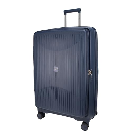 Image of F Gear Myton Navy Large Front Opening Hard Luggage | Lightweight Expandable Check-in Suitcase with 360 Spinner Silent 8-Wheels, Built-in TSA Lock, Anti-Theft Zipper & 3-Level Telescopic Trolley
