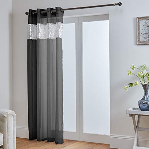 John Aird Sparkle Sequin Eyelet Voile Panel (Grey, 58" Wide x 72" Drop)