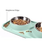 Cat Food Bowls, Cat Bowls Non-Skid and Non-Spill Silicone Pads with PP Stand, Removable Stainless Steel Food and Water Dishes for Cats, Small Size Dogs - Image 2
