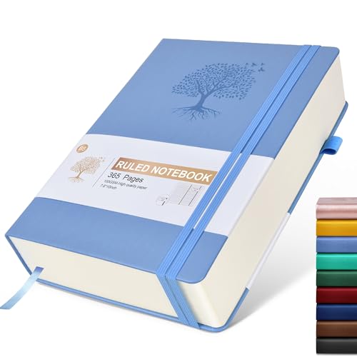 Image of Ansopu Lined Journal Notebook, 365 Pages B5 Large Hardcover Leather Journal for Women Men, College Ruled, 100Gsm Thick Paper (7.6'' X 10'' Blue)
