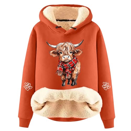 Sweat à capuche vache en polaire pour femme - Pull hiver