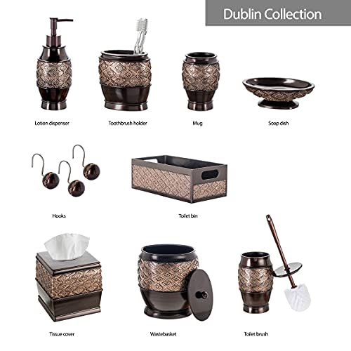 Image of Creative Scents Dublin Brown Shower Curtain Hooks Decorative | Set of 12 | Shower Curtain Rings