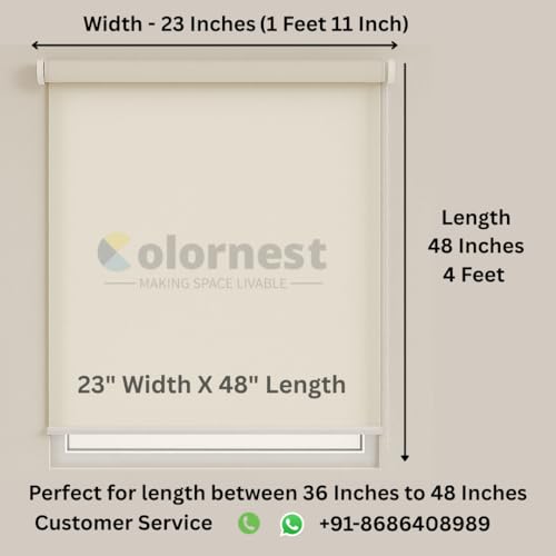 Image of 100% Blackout Roller Blinds for Windows 23 Inch W X 48 Inch L Roll-Up Shades Sun UV Protection for Home & Office, Soft Grey| Heavy Duty in 38 MM Pole