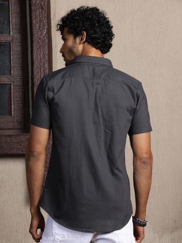 Image of Thomas Scott Men's | Embroidered Printed | Half Sleeve | Regular Fit | 100% Cotton | Double Pocket | Spread Collar | Casual Shirt