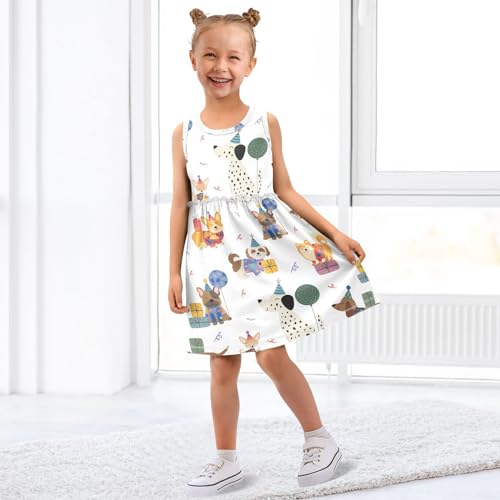 Girls Dress Sleeveless Summer Dress for Casual Home Beach Play Size 2T-8Y4