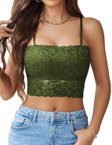 Image of Avidlove Bralettes for Women Lace Spaghetti Strap Tank Top Tube Slim Basic Camisole