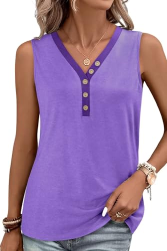 KISSMODA Womens Boho Tops for Summer Sleeveless Tanks Loose Fit Casual Blouse Daily Shirts for Leggings (S-3XL)