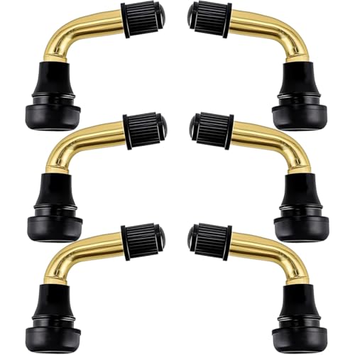 JEYORZY Lot de 6 valves tubeless à 90 degrés pour moto, scooter, valve de pneu en laiton, valve tubeless valve, rouleau PVR60, valve coudée en laiton pour...