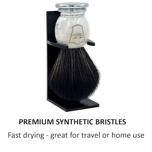 Image of Parker Ultra Soft Synthetic Shaving Brush with Marbled Handle & Stand - 22mm Knot, Vegan, Fast-Drying, Cruelty-Free, Barbershop Quality, Gentle on Sensitive Skin, Builds Rich Cream & Soap Lather
