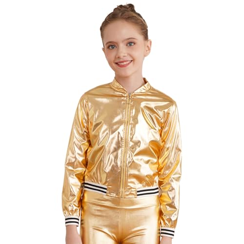 iiniim Girls Boys Sequins Hip Hop Jazz Outerwear Kids Shiny Metallic Bomber Jacket Coat for Disco Party2