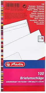 Herlitz 4008110764740 Koperty Samoprzylepne, Biały, 100 Sztuk