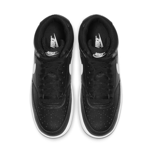 Women's Nike Court Vision Mid, Nike Women's Shoe with Perforated Leather Upper and Deep Traction OutsoleBlack/White, 10