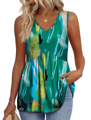 Image of OFEEFAN Womens Tank Tops 2025 Flowy Peplum Tops for Women Dressy Sleeveless V Neck Babydoll Tank Tops