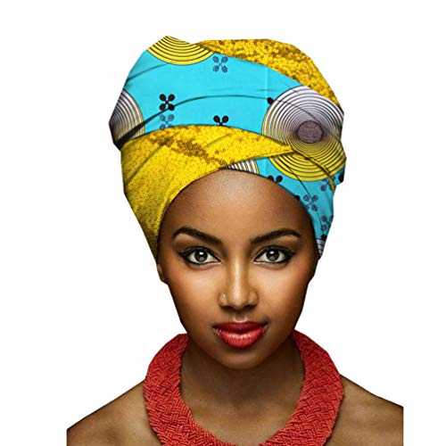 Mengyu Damen Atmungsaktiv Wrap Turban Afrikanischen Muster Bedruckte Kopftuch Kopfbedeckung Kopf Wickeln Schal (Style#1, 50 * 180cm) Cover