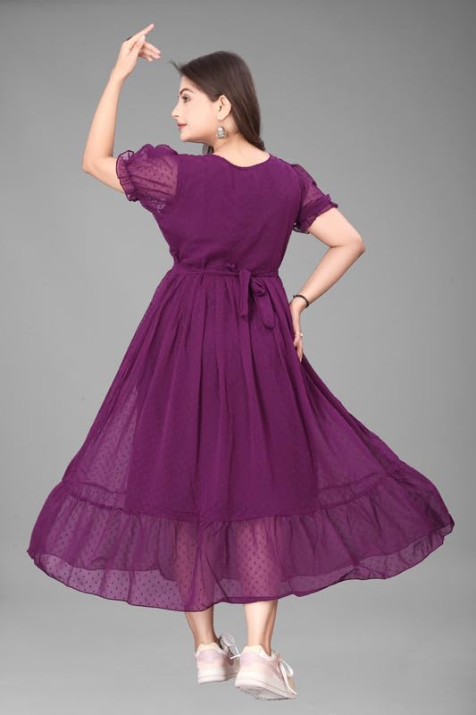 Image of Flower Printed Georgette Maxi Dress for Beautiful Women