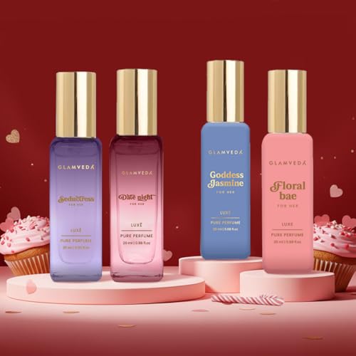 Glamveda Valentine Luxury Floral Fantasy Box Perfume Gift Hamper for Women 4x20ml | Perfume for Woman | Valentine Day Gifts Set for Girlfriend, Wife & Her | Floral, Fruity Premium Fragrance Glamveda Valentine Luxury Floral Fantasy Box Perfume Gift Hamper for Women 4x20ml | Perfume for Woman | Valentine Day Gifts Set for Girlfriend, Wife & Her | Floral, Fruity Premium Fragrance