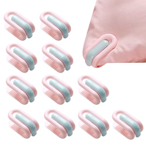 Amesor Clip para Edredón   Sujetadores Sin Agujas para Nórdico | 12 Piezas Clips Anti Movimiento para Colcha De Cama Y Edredón,Fijadores Antideslizantes para Manta, Colcha, Cojines Y Cortinas