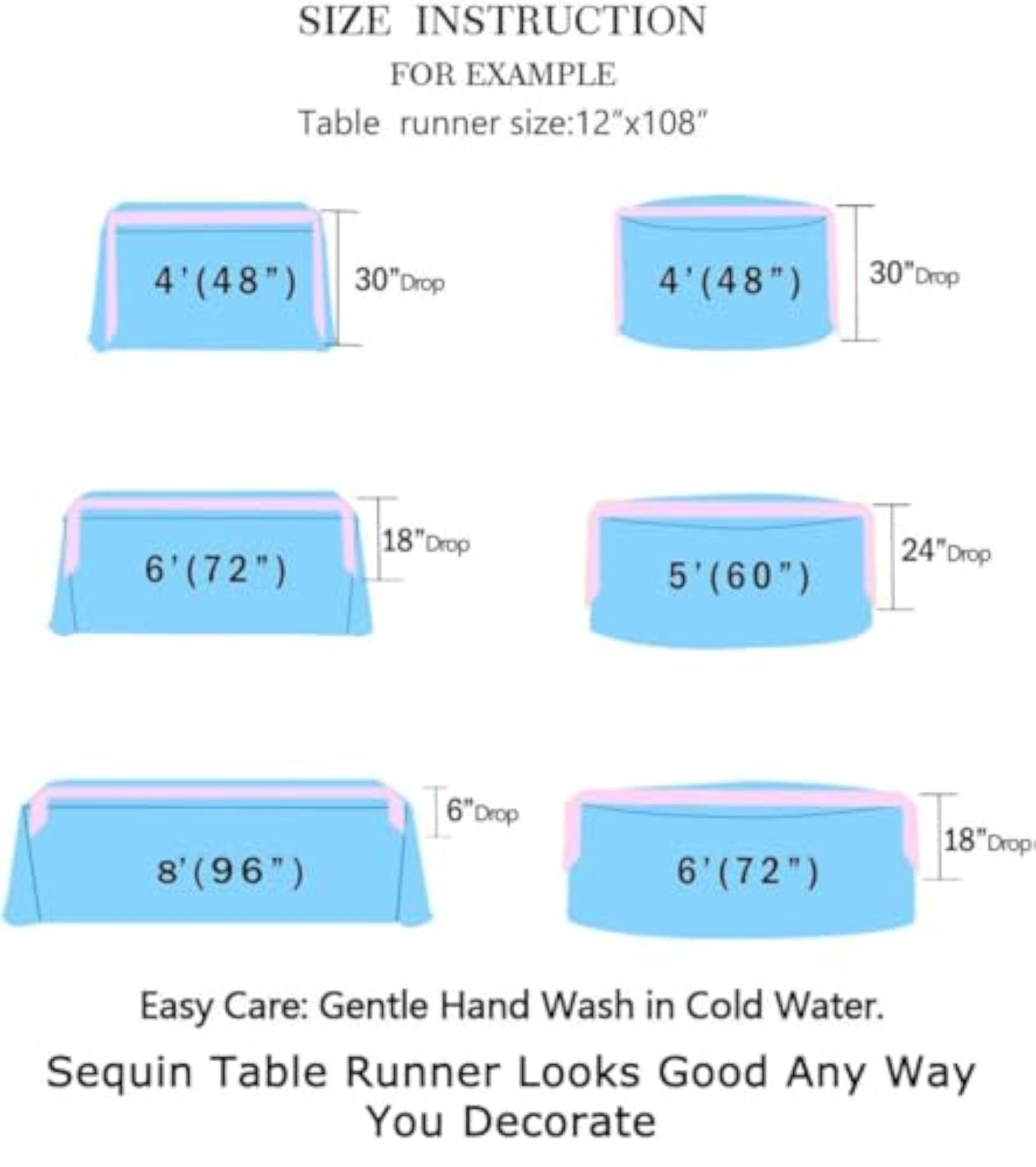 12" x 108" Sequined Table Runner, Purple