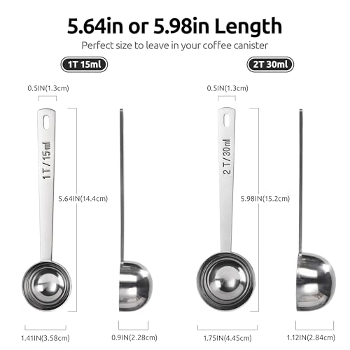 Image of U-Taste Coffee Scoop 1&2 Tablespoon, 4.3in Long Handle Tbsp Measuring Spoon