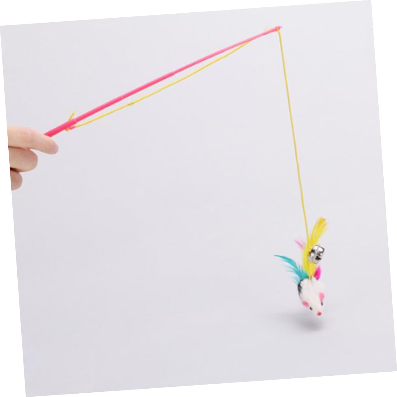 FOMIYES Canne à Pêche pour Chat Interactive Souris en Fourrure