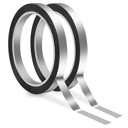 KALIONE Silver Metallic Tape, 2 Rolls Mylar Metalized Polyester Film Tape, 3/8