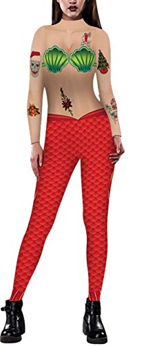 Ainuno Christmas Onsie Women Funny Ugly Christmas Sweater Suit Sexy Jumpsuit 3D,Ugly Christmas S