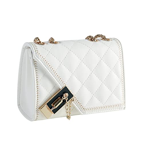 Sac à bandoulière matelassé femme petit sac à main cuir tendance chaîne mode noire