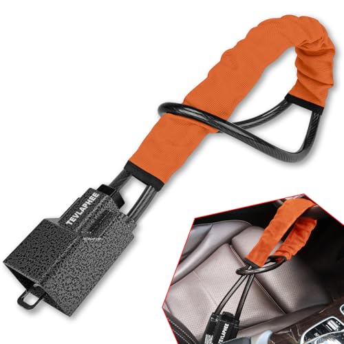Tevlaphee Antirrobo Coche, Barra Antirrobo Coche, Cabeza Metálica, Cerradura Auto Alta Visibilidad, Robusto, Servicio Pesado, Ajuste Universal, 3 Llaves(Naranja)