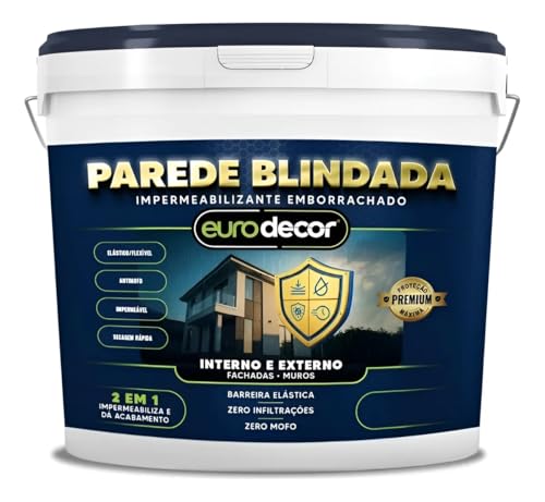 Parede Blindada Euro Decor Tinta Emborrachada 1KG Fácil Aplicação Proteção Contra Infiltrações (Grafite)