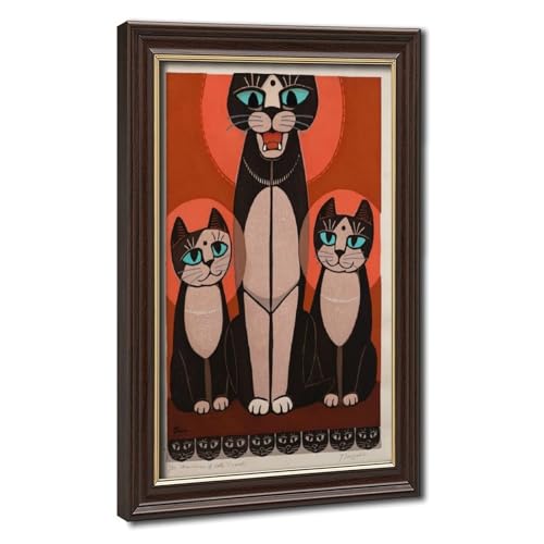 Impression sur toile Mandara de chats par Inagaki Tomoo - Décoration murale salon 20x30 cm