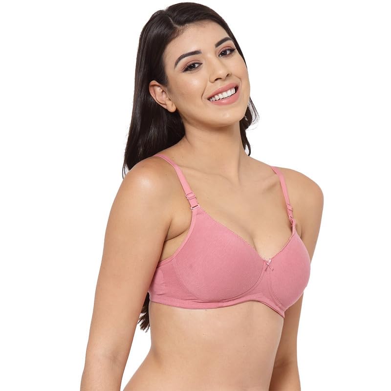 Image of Inner Sense Women's Soft Organic Cotton Bamboo Bra for Women I Comfortable, Padded, Wire Free, Smooth Straps, High Coverage Everyday Tshirt Bra for Women |