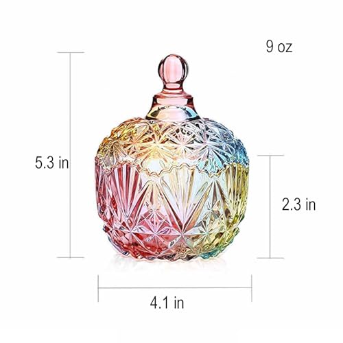 LUCKTE Royal Embossed Clear Glass Apothecary Jar With Lids,Candy Jar Containers Wedding Candy Buffet Jars,Crystal Jewelry Box Glass Biscuit Jar -9 oz (Crown) - Image 2