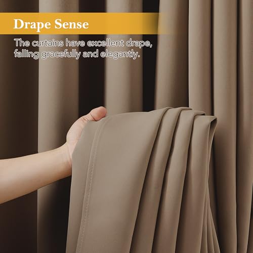 Image of RYB HOME Blackout Thermal Insulated Curtains, Portable Curtain for Sliding Glass Door /Storage /Space Room Divider, Large Window Treatment Room Divider Panel, W80 x L84, Cappuccino, 1 Panel