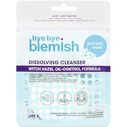 Bye Bye Blemish Dissolving Cleanser Sheets – Witch Hazel Oil-Control Face Wash, Water-Activated Facial Paper Soap for Acne-Prone Skin, Removes Dirt & Excess Oil, 50 pcs