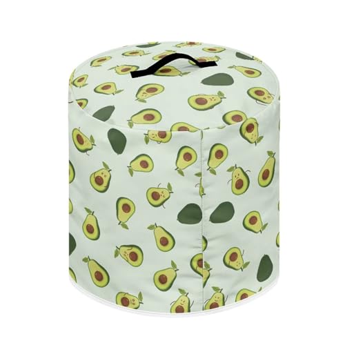 Image of 8-Quart Round Air Fryer Cover - Avocado Design Dust Protector with Top Top Handle and Accessory Storage Pocket | Fits Pressure Cooker, Rice Cooker, Crock Pot | Kitchen Decor
