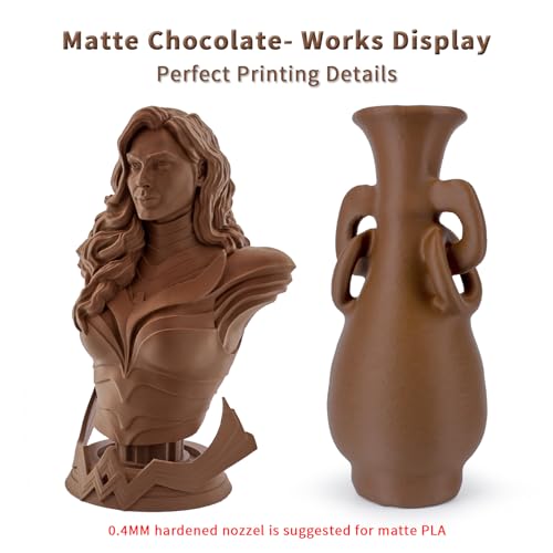 Image of ZIRO Matte PLA Filament 1.75mm, No-Shine High Toughness 1KG, Chocolate | Fit for Most FDM 3D Printer, 1.75mm 1KG Spool, Dimensional Accuracy + /-0.03mm, Colorful PLA FilamenT
