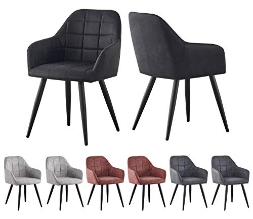 mcc direct Esszimmerstuhl im 2er Set aus Kunstvelourleder mit Metallbeinen Designerstuhl Küchenstuhl Adrian (Schwarz)